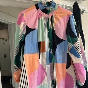 Crosby by mollie burch- balloon sleeve button front dress